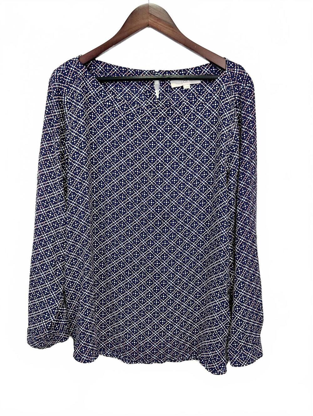 LOFT Women's Size XL Long Sleeve Geometric Funky Printed Blouse